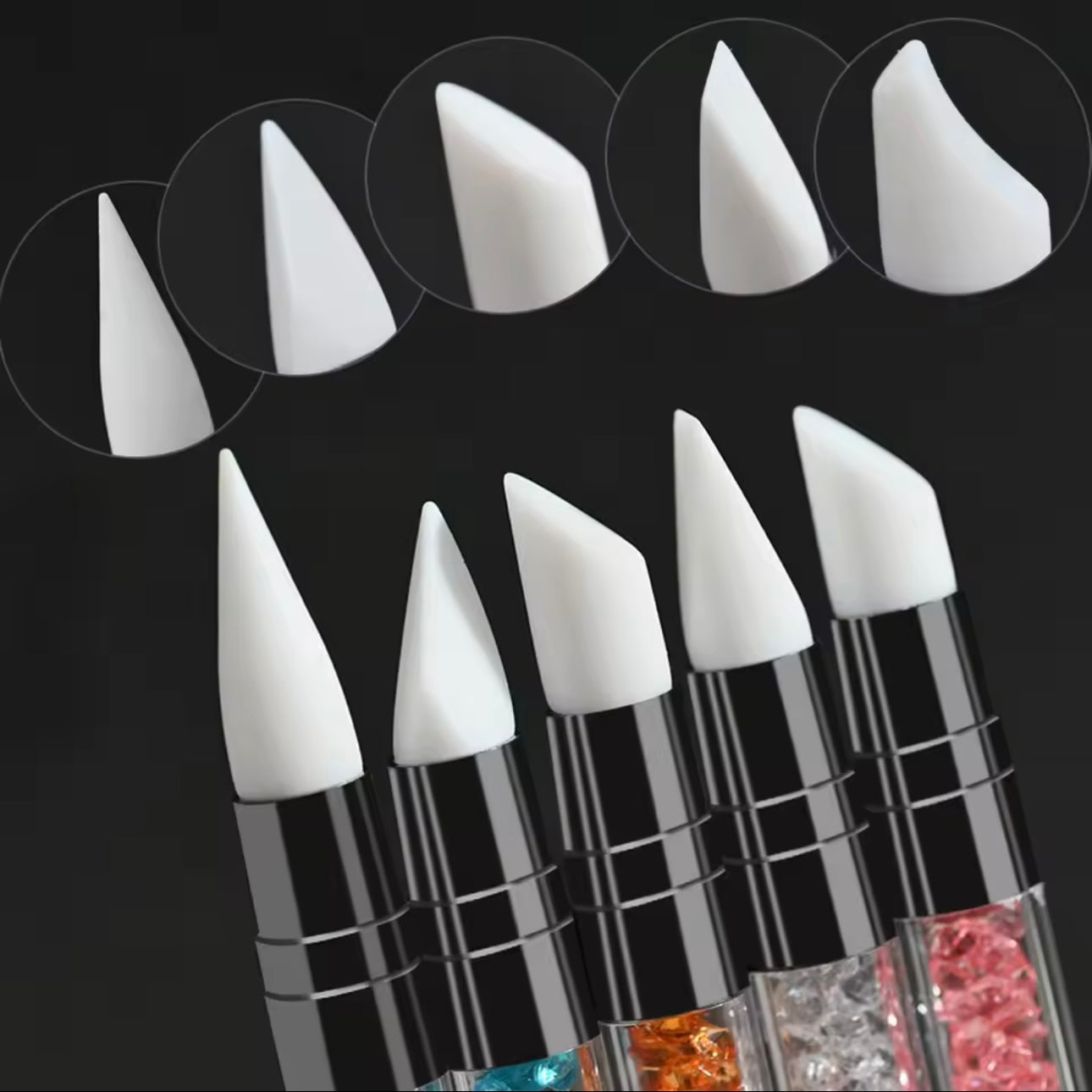 5Pcs/Set Sculpture Dotting Pen Nail Art Silicone Brush